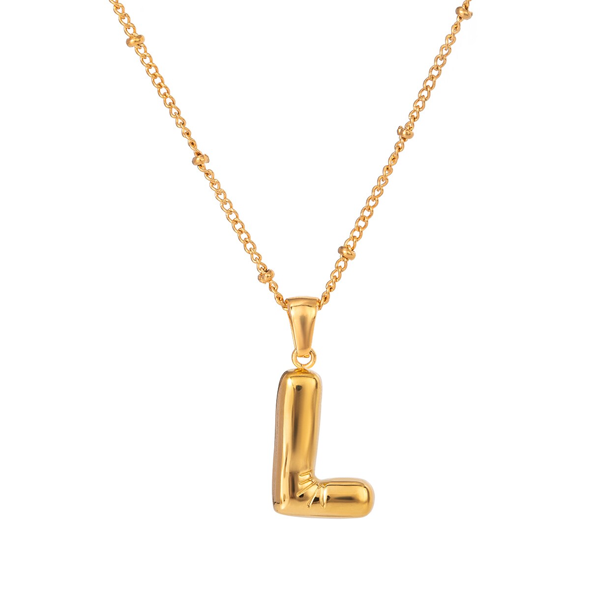 Gold color / 1 Piece Simple Casual Style Letter L Shape Stainless Steel 18K Gold Plated Women's Pendant Necklace Picture21